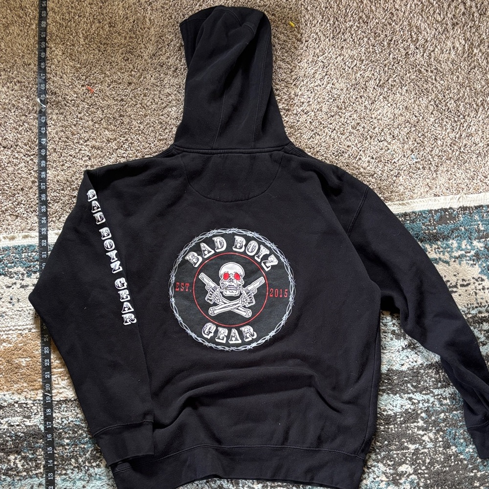 Bad Boy Men’s XL Heavyweight Black Cotton Graphic Drawstring Hoodie